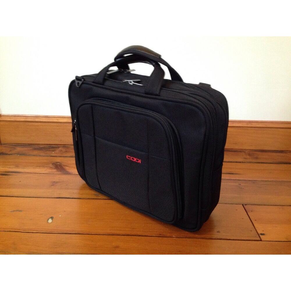 Codi Black Shoulder Messenger Bag Laptop Case Carry-On Luggage Attache 16"